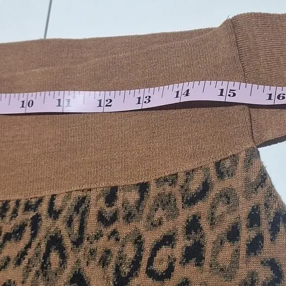Moth by Anthropologie Pants Women's Medium Leopard Print Knit Wool Blend Mobwife - Picture 5 of 10